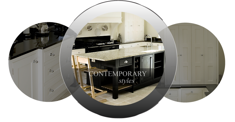 Image of a black painted contemporary kitchen made from solid oak